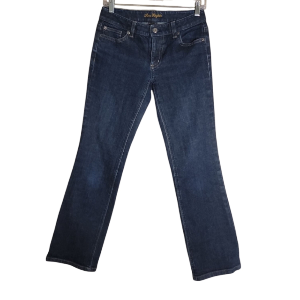 Ann Taylor modern fit lindsay jeans size 2P low rise bootcut dark wash denim